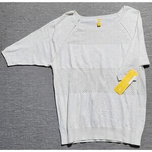 Lole Knit Short Sleeve Sweater Women’s Large White Open Knit NWT